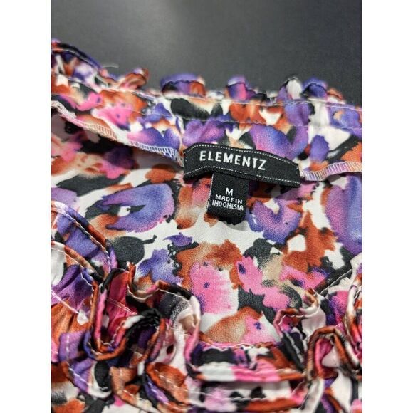 Elementz Women’s Multicolor Sleeveless Ruffle Round Neck Pullover Women's Size M - Picture 3 of 5